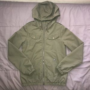 Volcom army green windbreaker/rain coat
